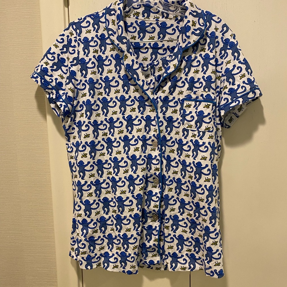 Roberta roller rabbit monkey blue pajama top and bottom set